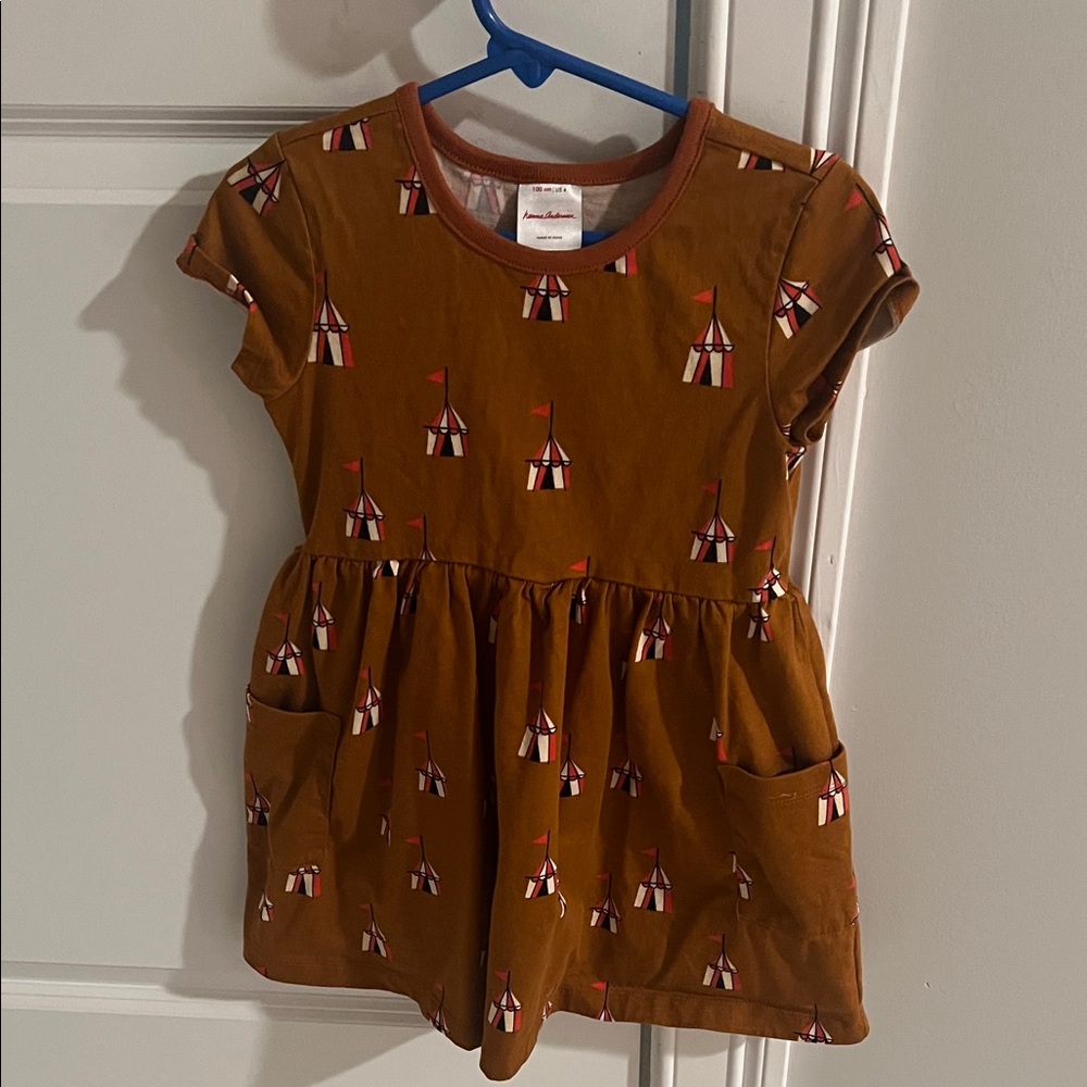 Hanna Andersson Brown Circus Print Cotton Dress